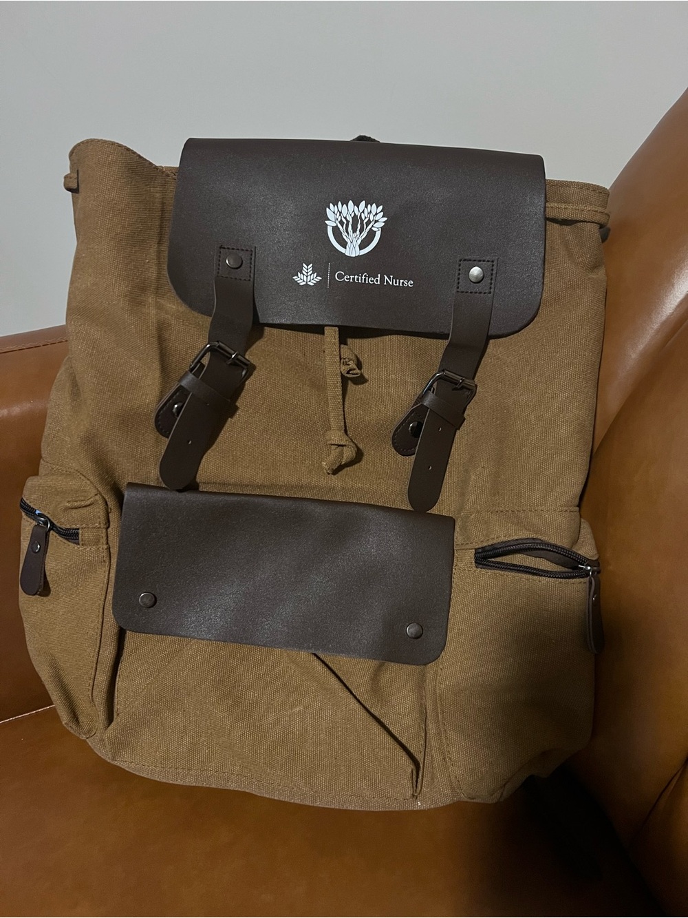 Certified Nurse Canvas Leather backpack